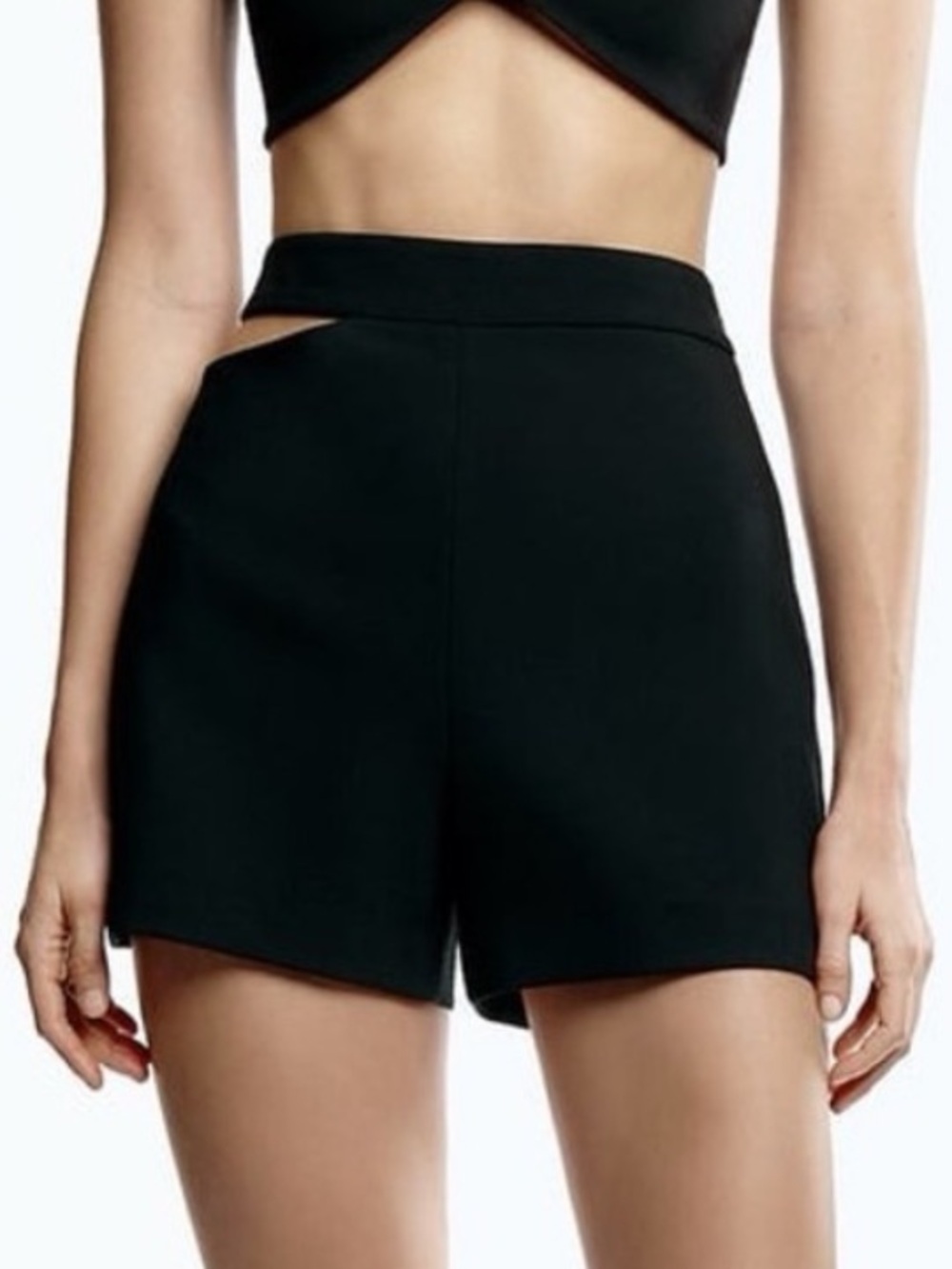Zara Black High-Waist Cutout Shorts